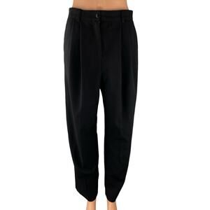 Dissh Women's Black High Waisted Barrel Pleated Tapered Trousers Pants Size 6